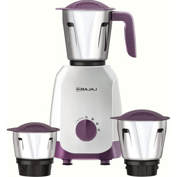 Bajaj 3 Jars NINJA SERIES GRACIO 500W (410588) 4 Speed Control with 20000 RPM Pulse Mode Mixer Grinder (White and Lilac)